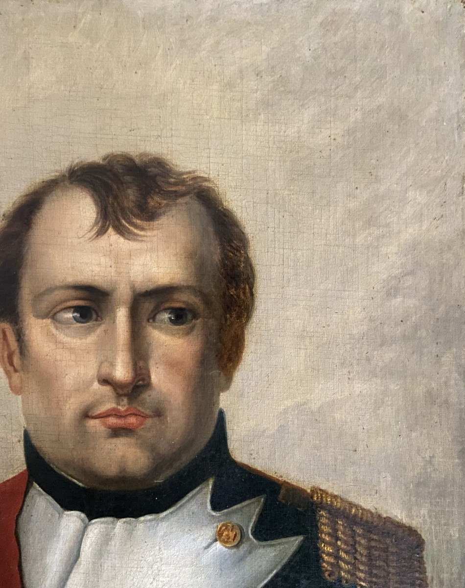 Portrait Of Napoleon Bonaparte, Oil On Canvas, Early 19th Century-photo-1