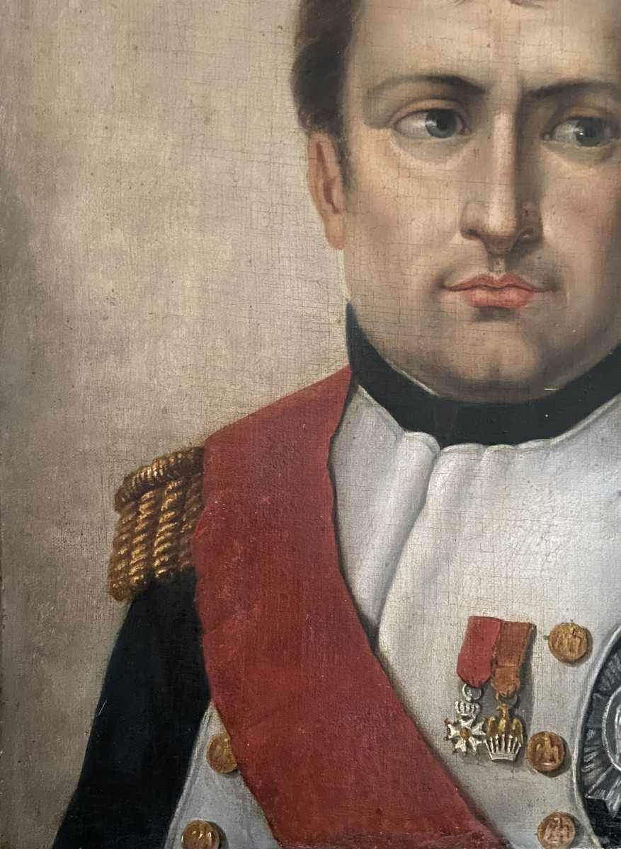 Portrait Of Napoleon Bonaparte, Oil On Canvas, Early 19th Century-photo-2