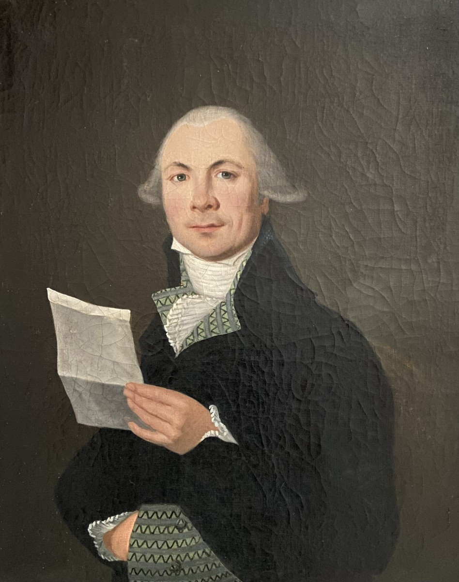 Portrait d'Homme à La Lettre, époque Consulat/directoire, Huile Sur Toile Fin XVIIIème-photo-2