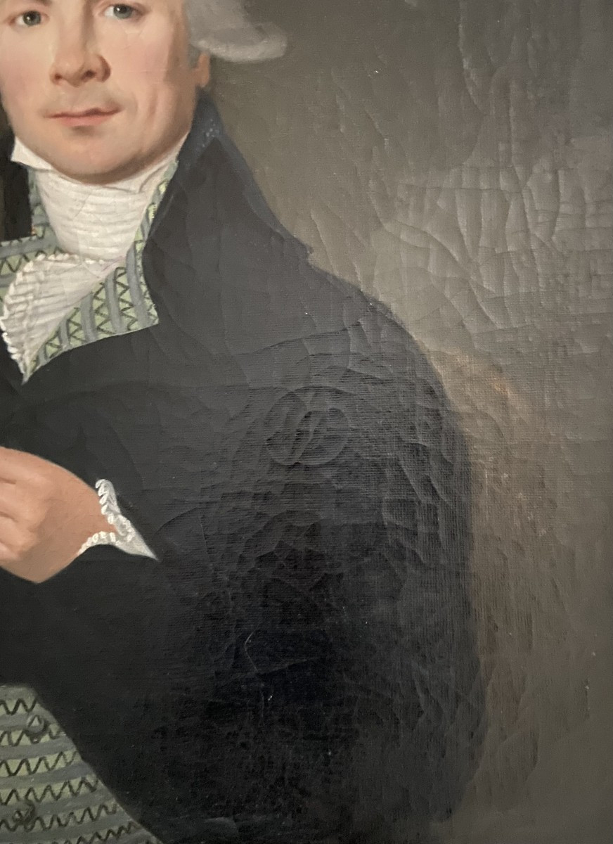 Portrait d'Homme à La Lettre, époque Consulat/directoire, Huile Sur Toile Fin XVIIIème-photo-3