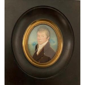 Empire Period, Miniature On Ivory, Portrait Of A Man