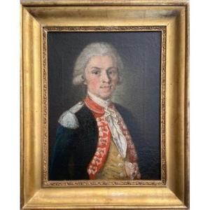 Portrait d'Officier Colonel Des Gardes Wallonnes, époque Louis XV, Huile Sur Toile