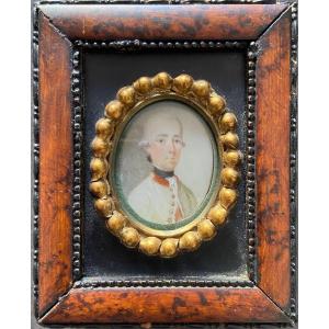 Miniature sur ivoire, Portrait d'Officier Autrichien, XVIIIème