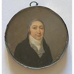 Boudoux Jean-françois, Miniature Sur Ivoire, Portrait De Notable,  XVIIIème Siècle