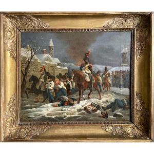 Scène Napoléonienne Vers 1812, 1er Empire, Huile Sur Toile