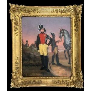 Portrait d'Officier Gendarme Vers 1816, Huile Sur Toile