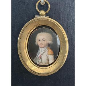 Miniature On Ivory, Portrait Of An Infantry Officer, Late 18th Century