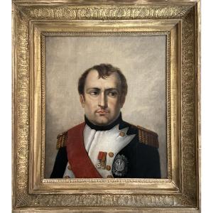 Portrait De Napoléon Bonaparte, Huile Sur Toile Début XIXème