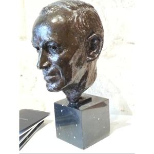 Jo Davidson 1950 Bronze Bust Of John D. Rockefeller 3rd On Black Marble Base