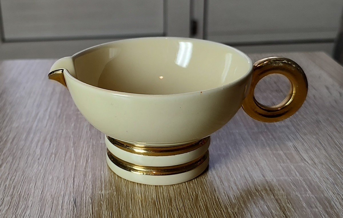 Robj. Paris - Coffee Service In Cream White Enameled Ceramic Enhanced With Gilding.-photo-6