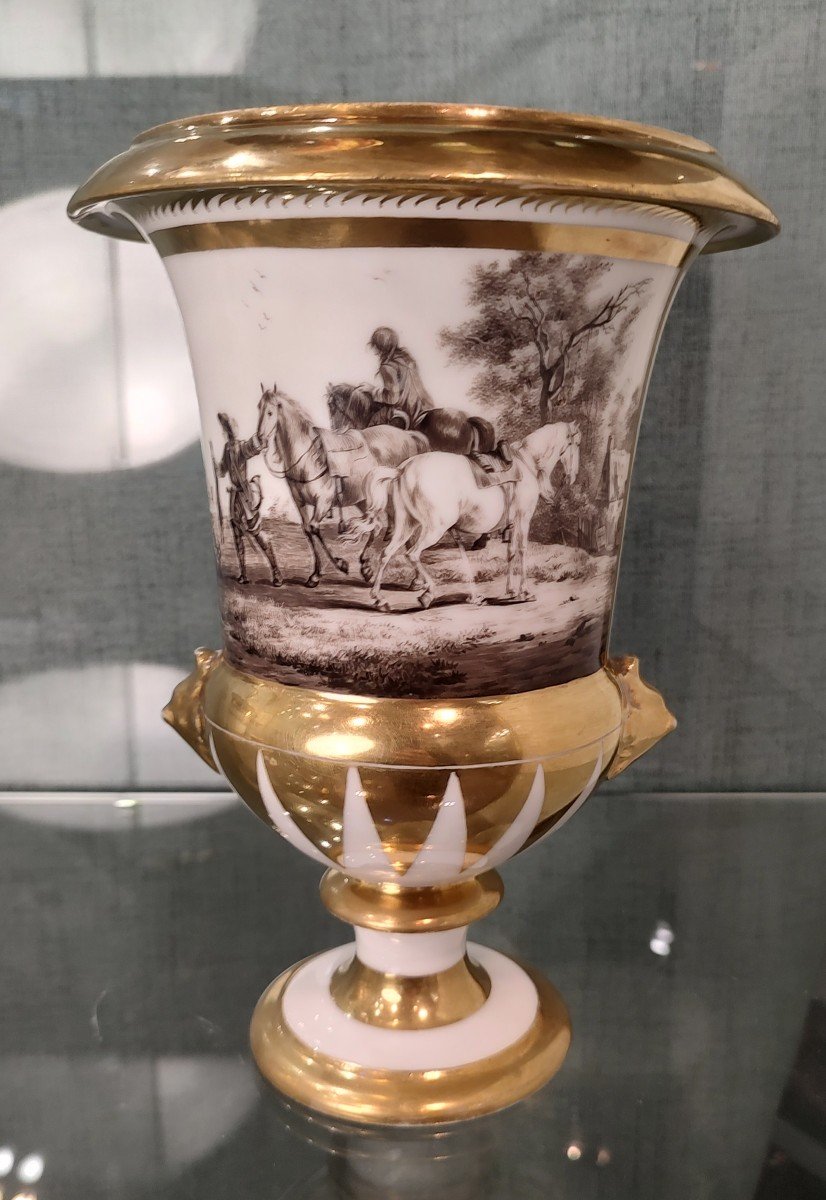 Paris - Early 19th Century - Pair Of Vases Decorated In Sepia Camaieu Of Rural Scenes.-photo-3