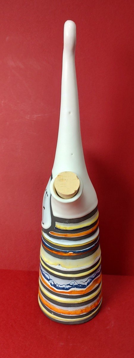 Roger Capron (1926-2006) - Bottle Marked “fine” With High Hold And Polychrome Striped Decor.-photo-3