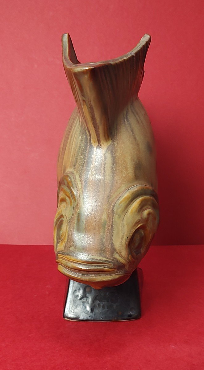 Charles Gréber (beauvais 1853 -1935) - “fish” Vase In Sandstone.-photo-4