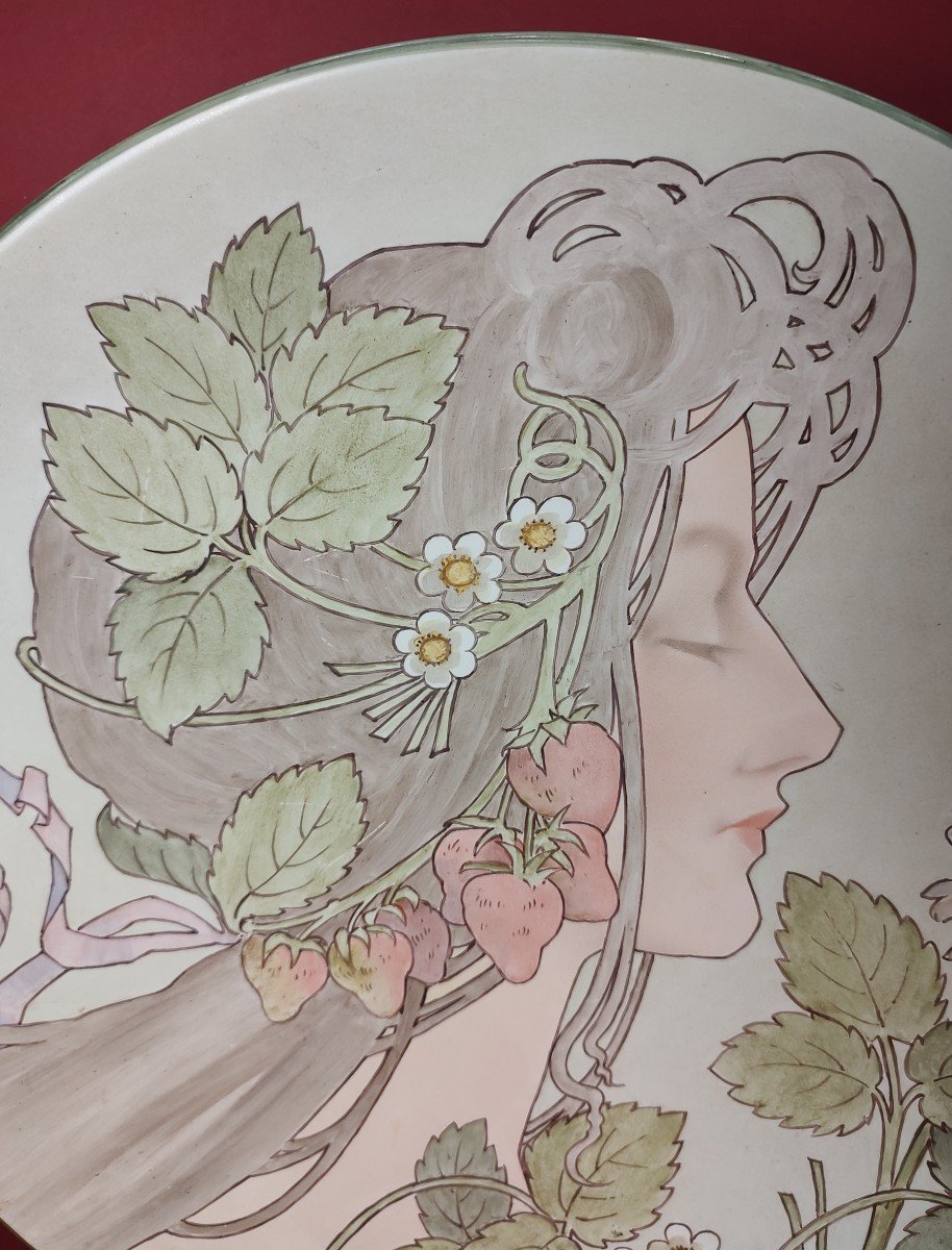 Henri Gros - Decorator Of The Massier Family - Circa 1900 - Dish With A Profile Symbolizing Summer-photo-2