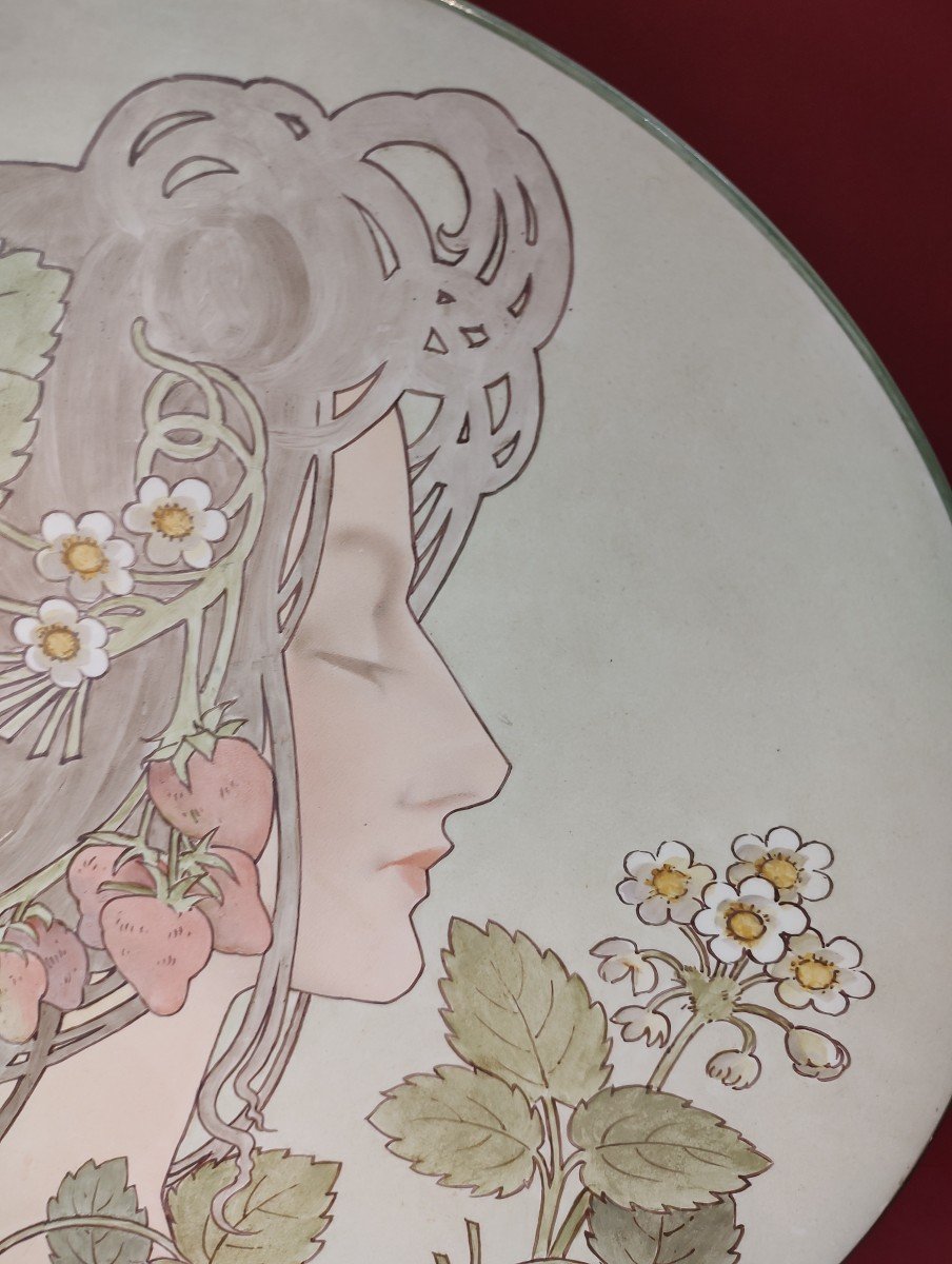 Henri Gros - Decorator Of The Massier Family - Circa 1900 - Dish With A Profile Symbolizing Summer-photo-2