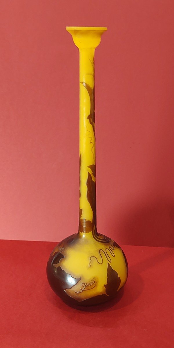 Etablissements Gallé (1904 - 1936) - Vase Soliflore à Décor De Baies Et De Feuillages-photo-3