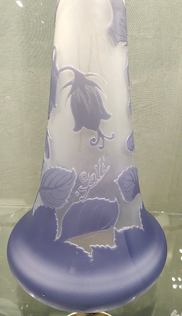 Etablissements Gallé - Vase Decorated With Bellflowers And A Butterfly On The Neck. Signed With A Star.-photo-4