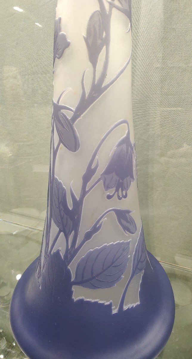 Etablissements Gallé - Vase Decorated With Bellflowers And A Butterfly On The Neck. Signed With A Star.-photo-5