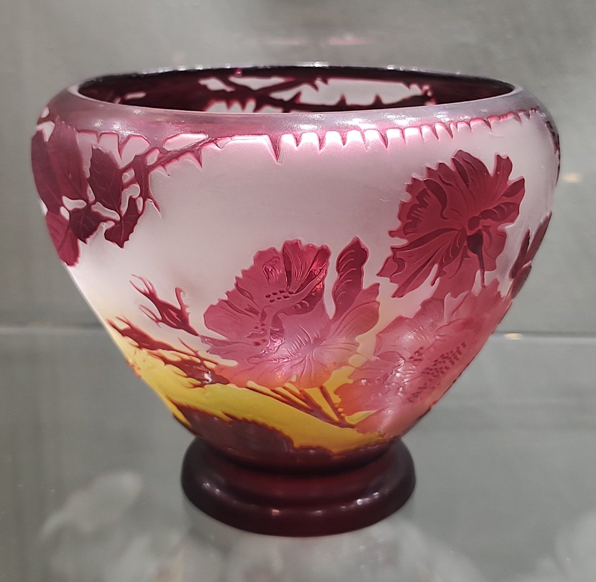 Gallé Establishments (1904-1936) - Round Bowl Decorated With Roses In Bloom And Buds.-photo-2