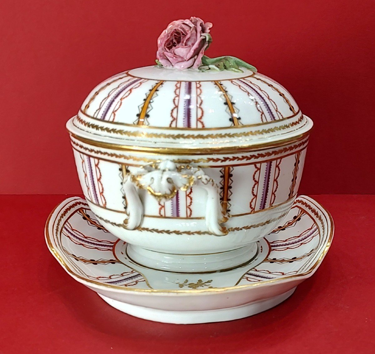 Niderviller - 18th Century - Bouillon Bowl And Its Display Stand-photo-4