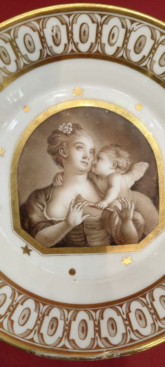 Manufacture De Nast - Paris - Empire Period - Cup And Saucer With Grisaille Decor-photo-2