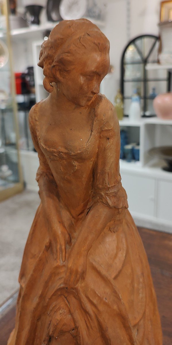 Robert Henri Busnel (1881-1957)-sculpture En Terre Cuite Représentant Une Jeune Femme élégante -photo-2