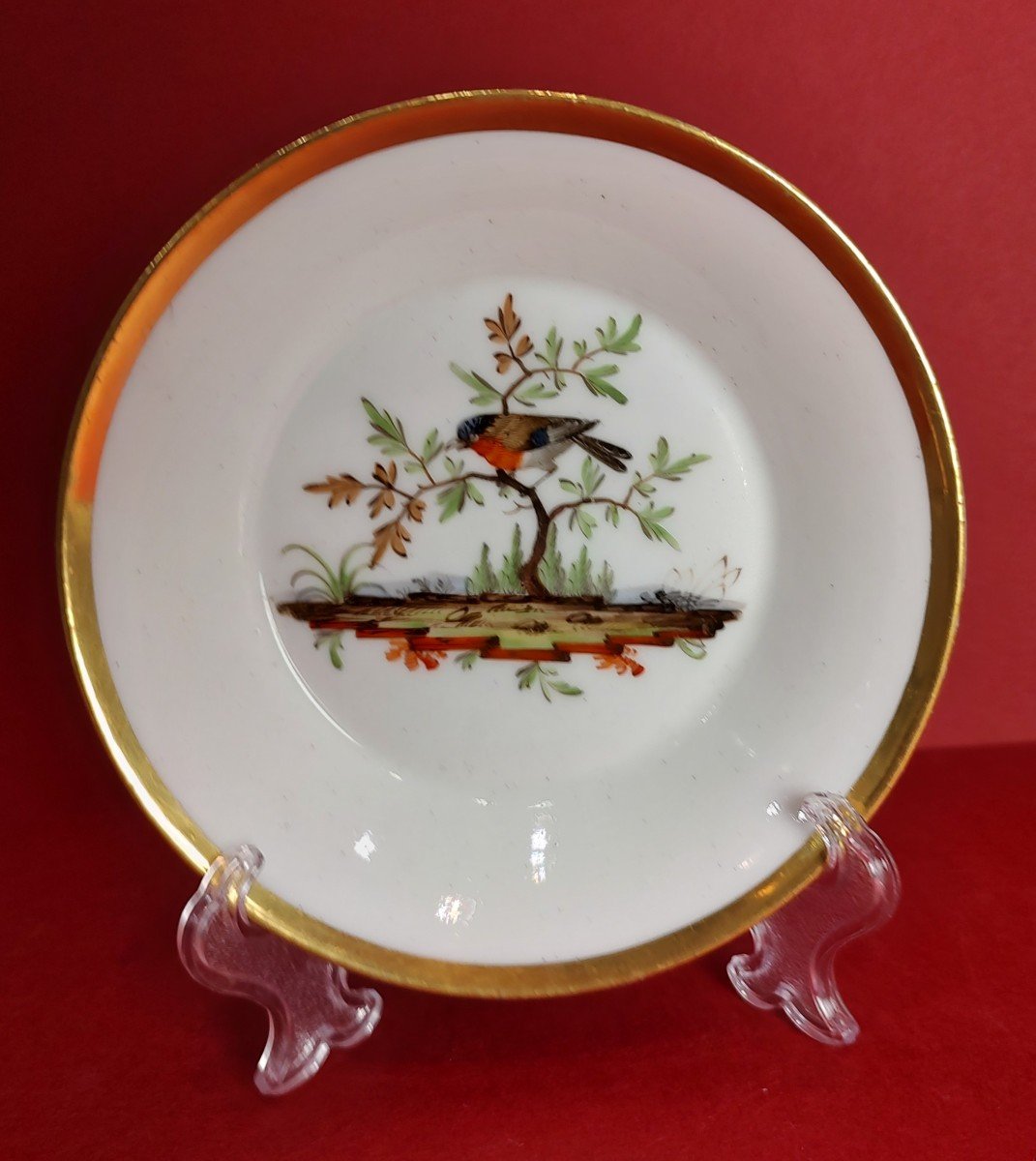 Orléans - Around 1800 - Cup And Saucer With Bird Decor.-photo-2