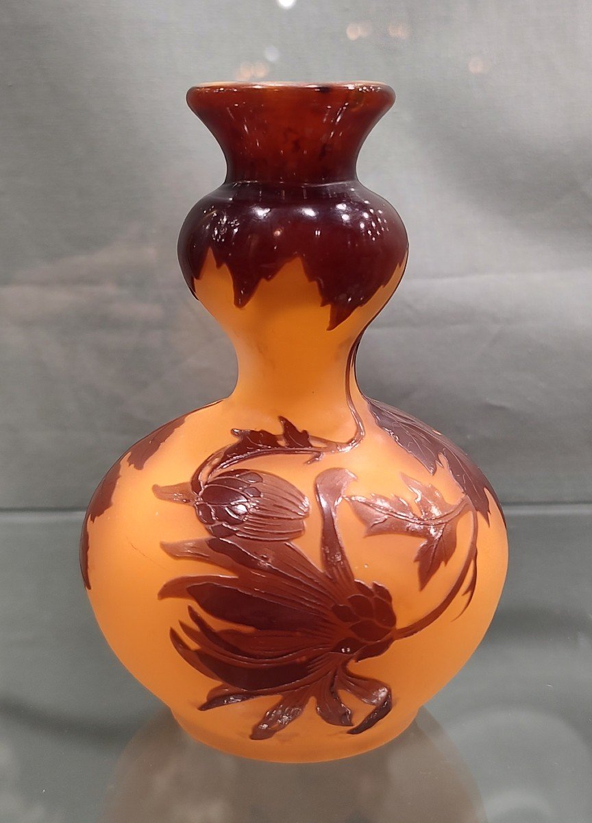 Gallé Establishments - Coloquinte Vase With Chrysanthemum Decor.