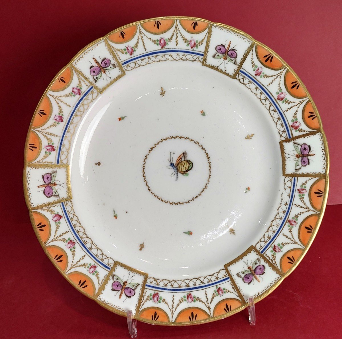 Paris - 18th Century - Plate With Butterfly Decor.