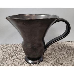 Atelier Madoura - Suzanne Douly-ramié And Georges Ramié - Black Glazed Ceramic Pitcher.