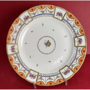 Paris - 18th Century - Plate With Butterfly Decor.