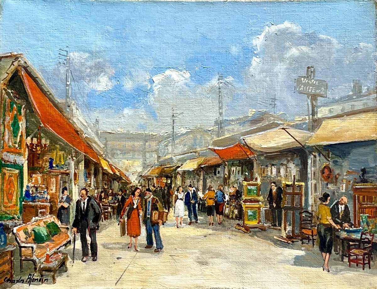 Charles BLONDIN (1913-1991), Saint-Ouen, Biron, le marché aux puces, vers 1950-1960