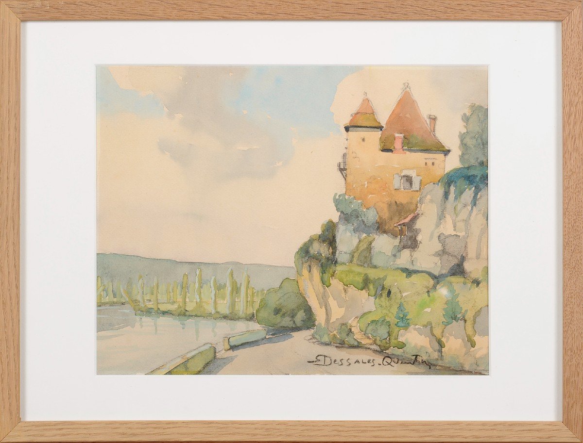 Robert Dessales-Quentin (1885-1958) Maison à la tour au Pech, près Beynac Dordogne Périgord-photo-2