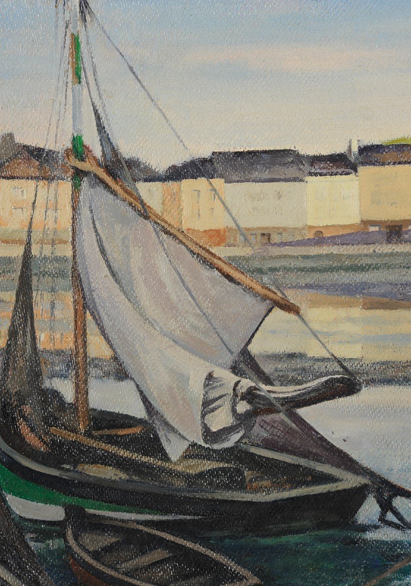 Julien Saraben (1892-1979) Le port d’Honfleur Normandie Calvados-photo-3