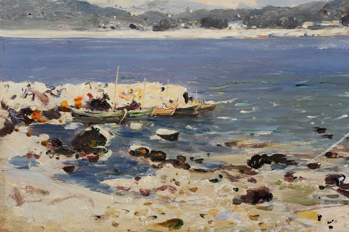 Louis Cabié (1853-1939) Seaside Near Toulon Var Boat-photo-4