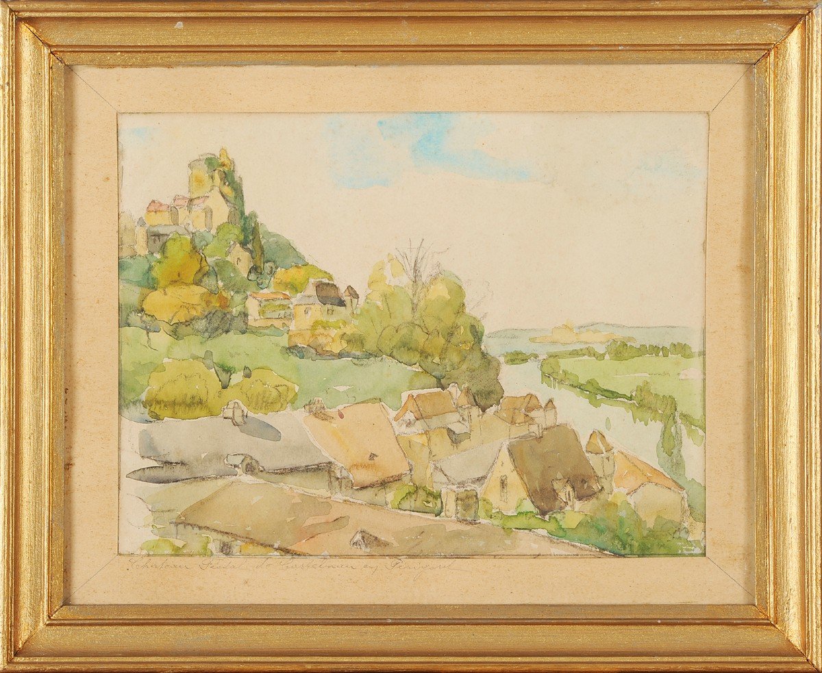 Robert Dessales-quentin (1885-1958) Castelnaud And The Dordogne Périgord Beynac-photo-2