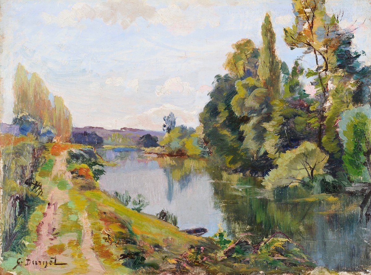 Georges Darnet (1859-1936) Bords de l'Isle rivière Dordogne Périgord