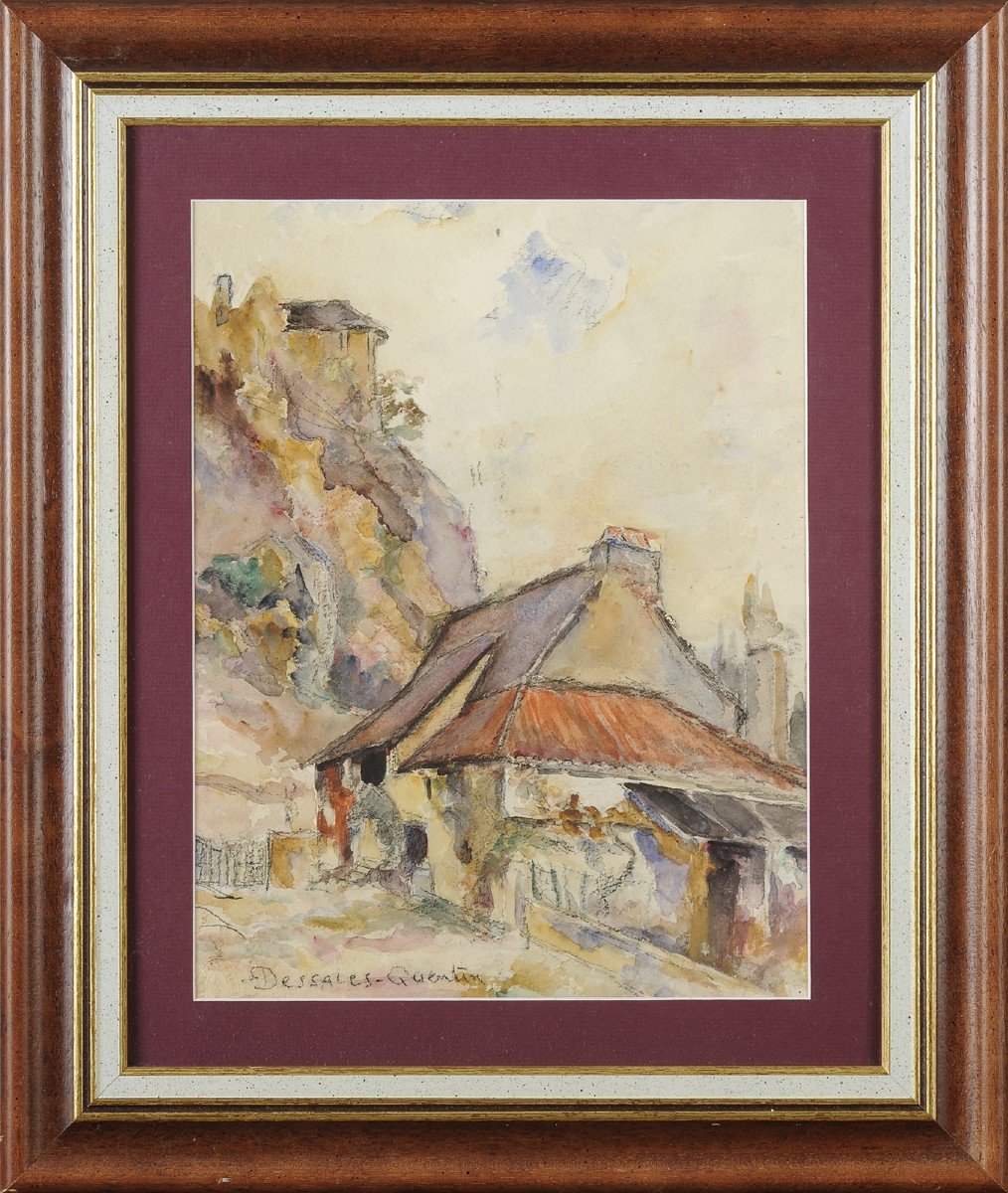 Robert Dessales-Quentin (1885-1958) Le Change et chapelle d'Auberoche Dordogne Périgord-photo-2