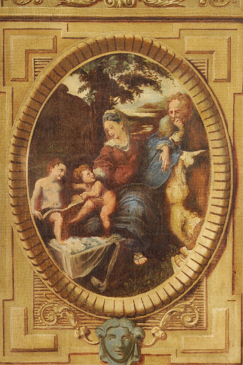 Holy Family Under An Oak Tree On A Gold Background-photo-3