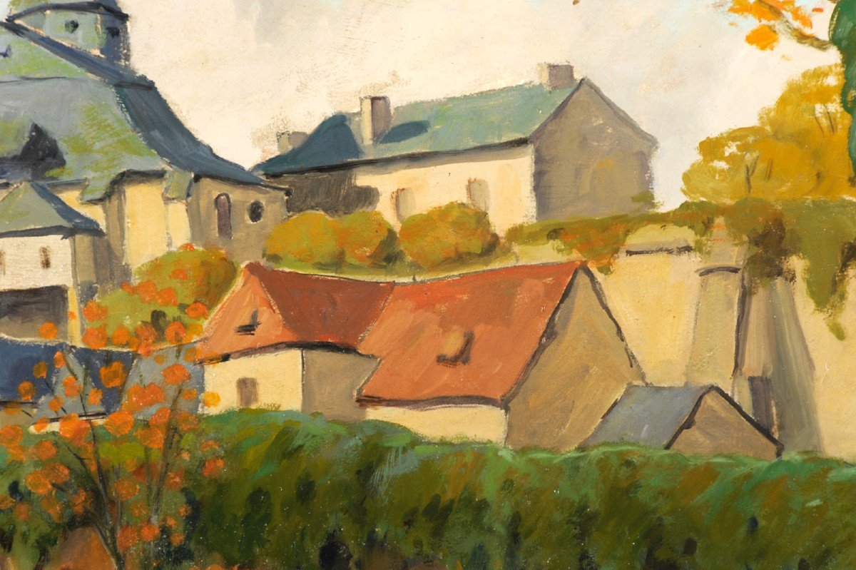 Robert Dessales-quentin (1885-1958) Large View Of Treignac Corrèze Vézère-photo-4