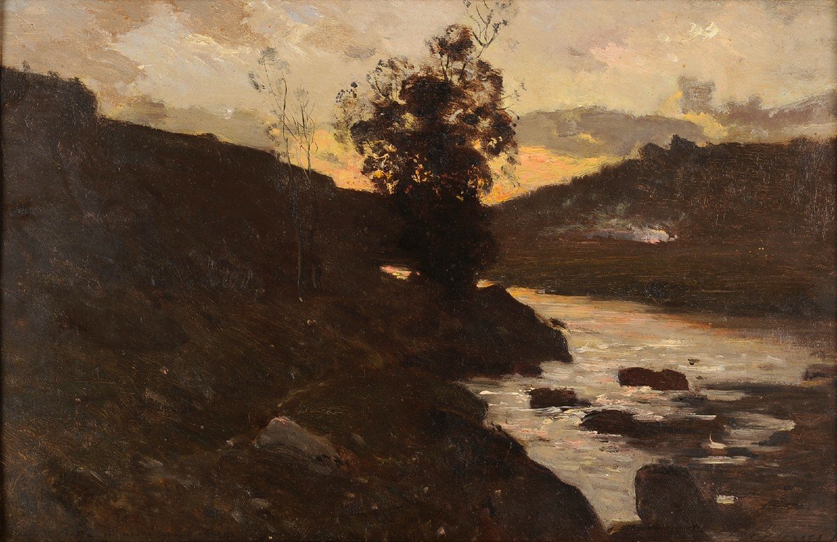 Louis Cabié (1853-1939) Sunset At Les Eyzies Périgord Dordogne-photo-2