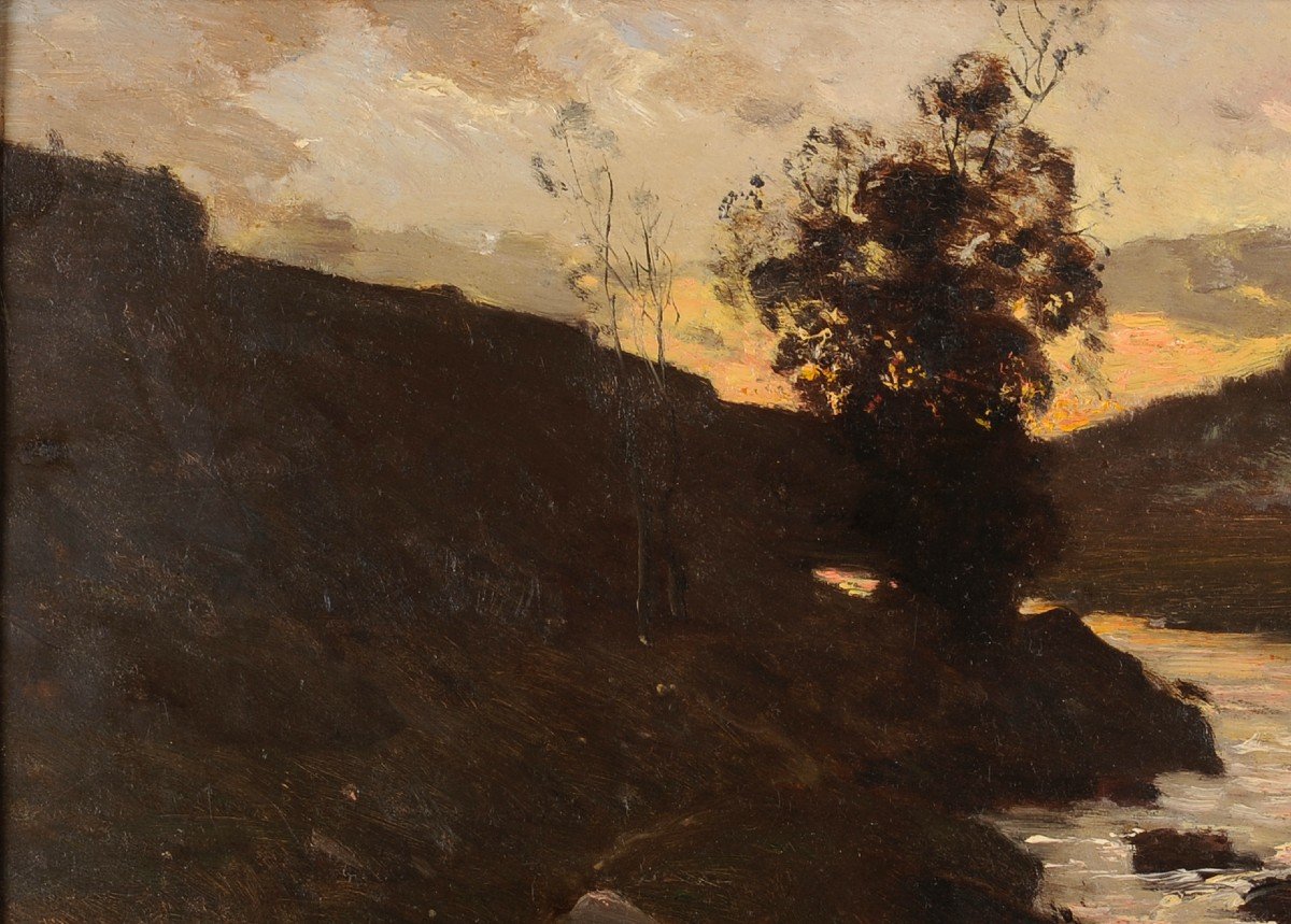 Louis Cabié (1853-1939) Sunset At Les Eyzies Périgord Dordogne-photo-3