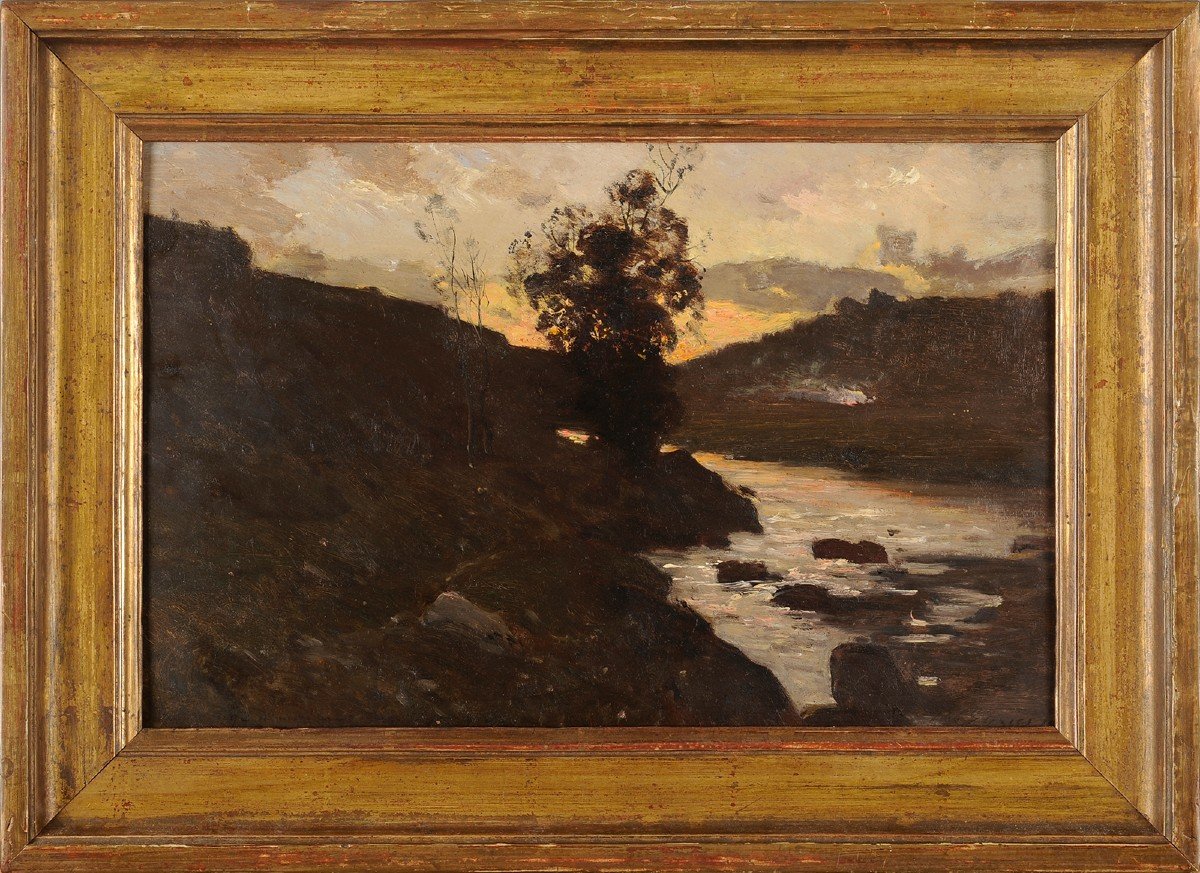 Louis Cabié (1853-1939) Sunset At Les Eyzies Périgord Dordogne