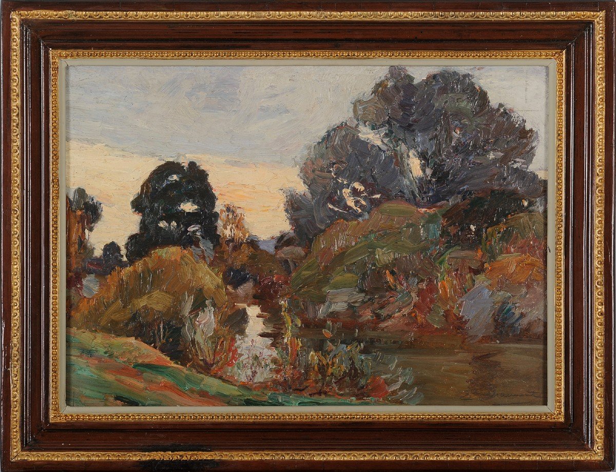 Emile Chaumont (1877-1927) Bord de rivière Dordogne Périgord ?