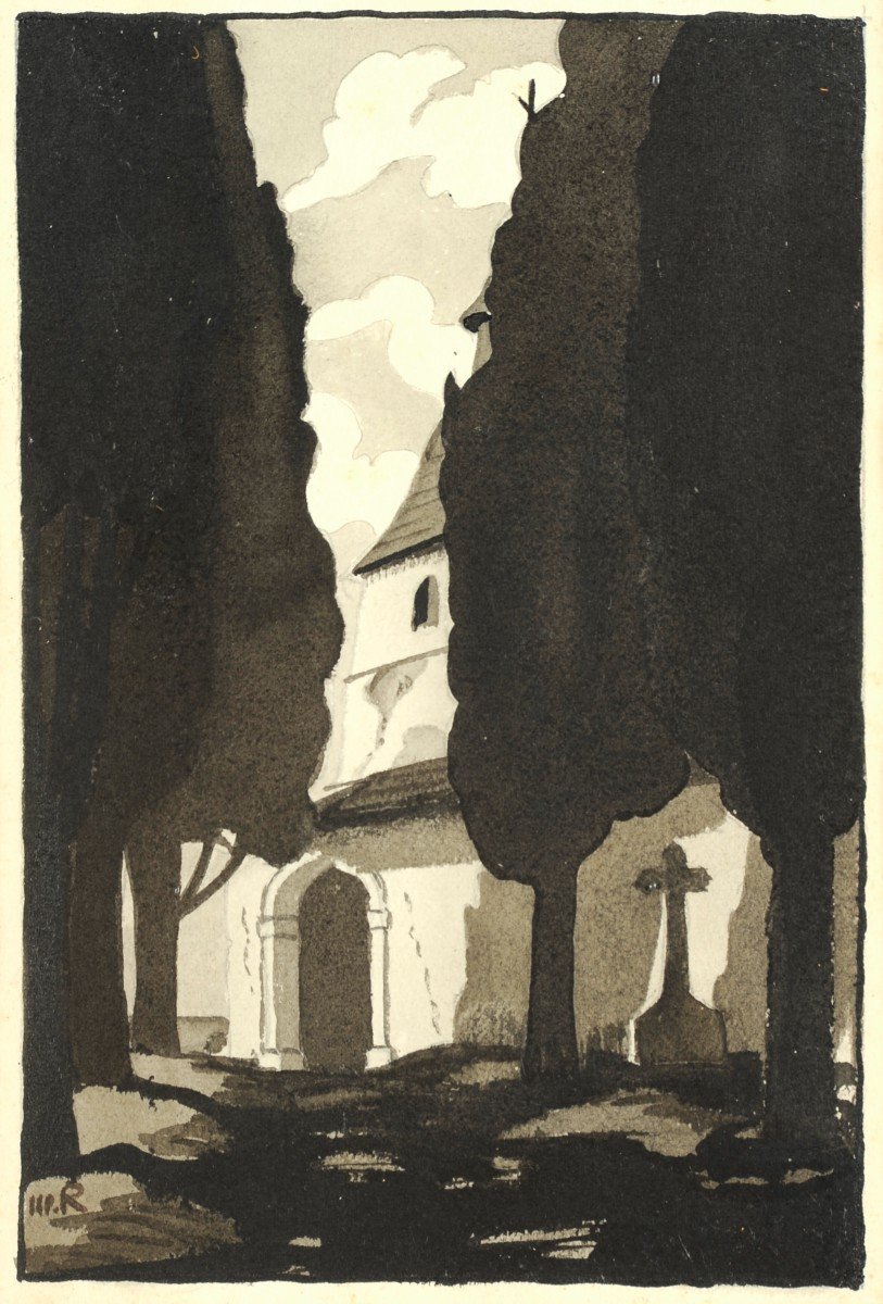 Maurice Roth (1890-1972) The Church Of Saint-boès Near Orthez-photo-2