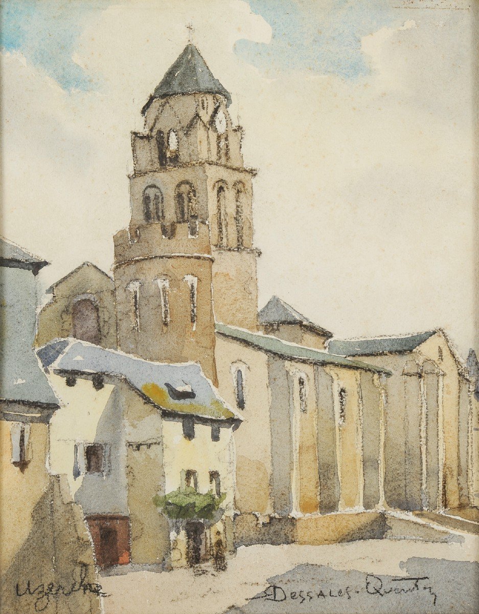 Robert Dessales-quentin (1885-1958) Saint Pierre Abbey Of Uzerche Corrèze-photo-2