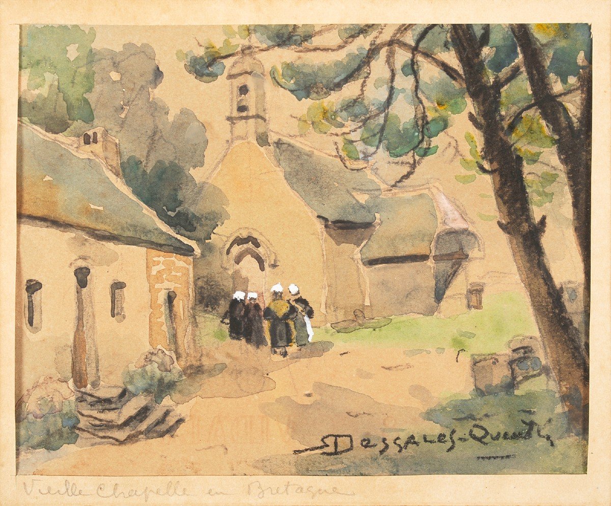 Robert Dessales-Quentin (1885-1958) Chapelle en Bretagne Eglise-photo-2