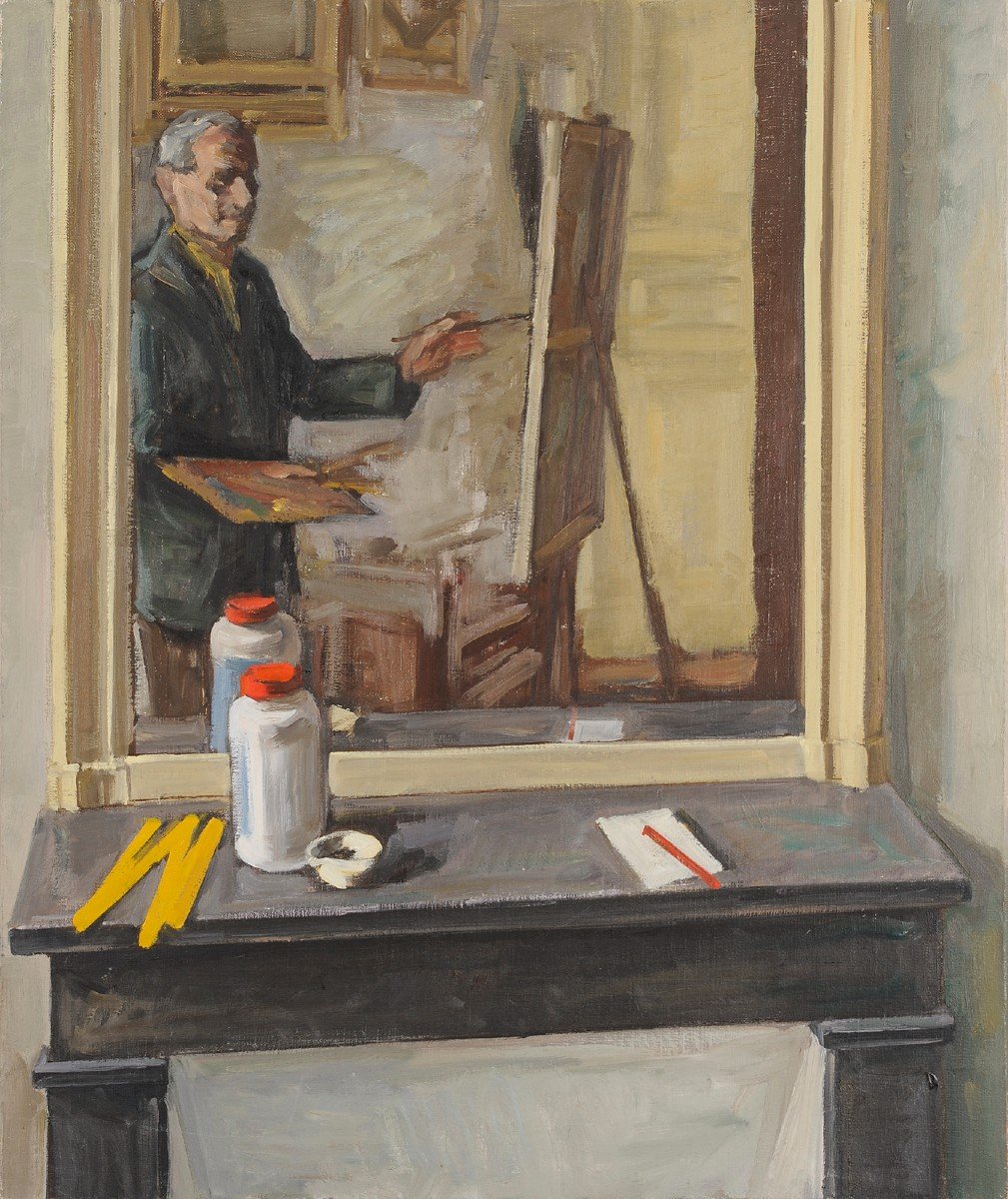 Louis Peyré (1923-2012) Autoportrait au mètre jaune