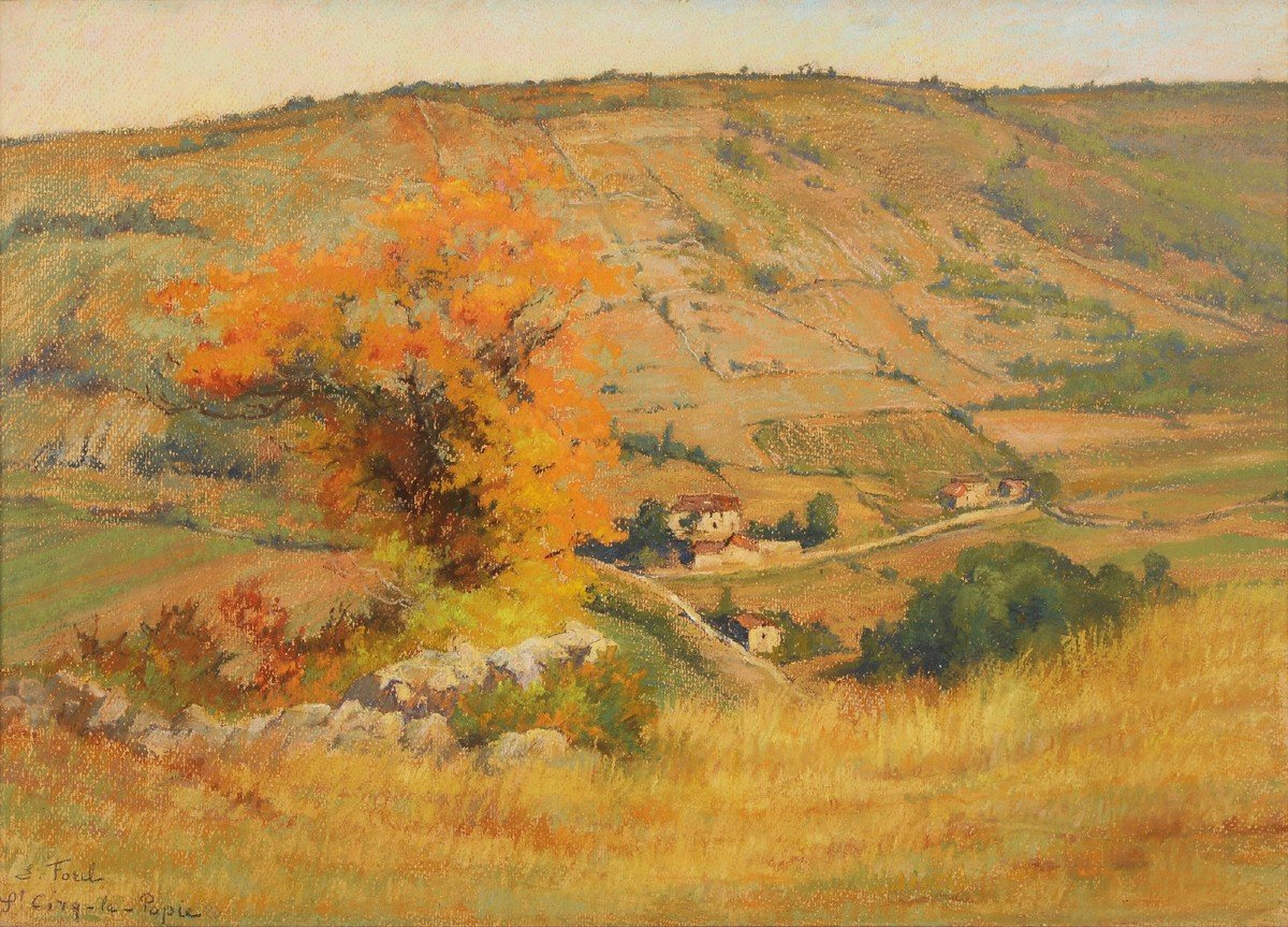 Eugène Forel (1858-1938) Landscape At Saint Cirq Lapopie Lot-photo-2