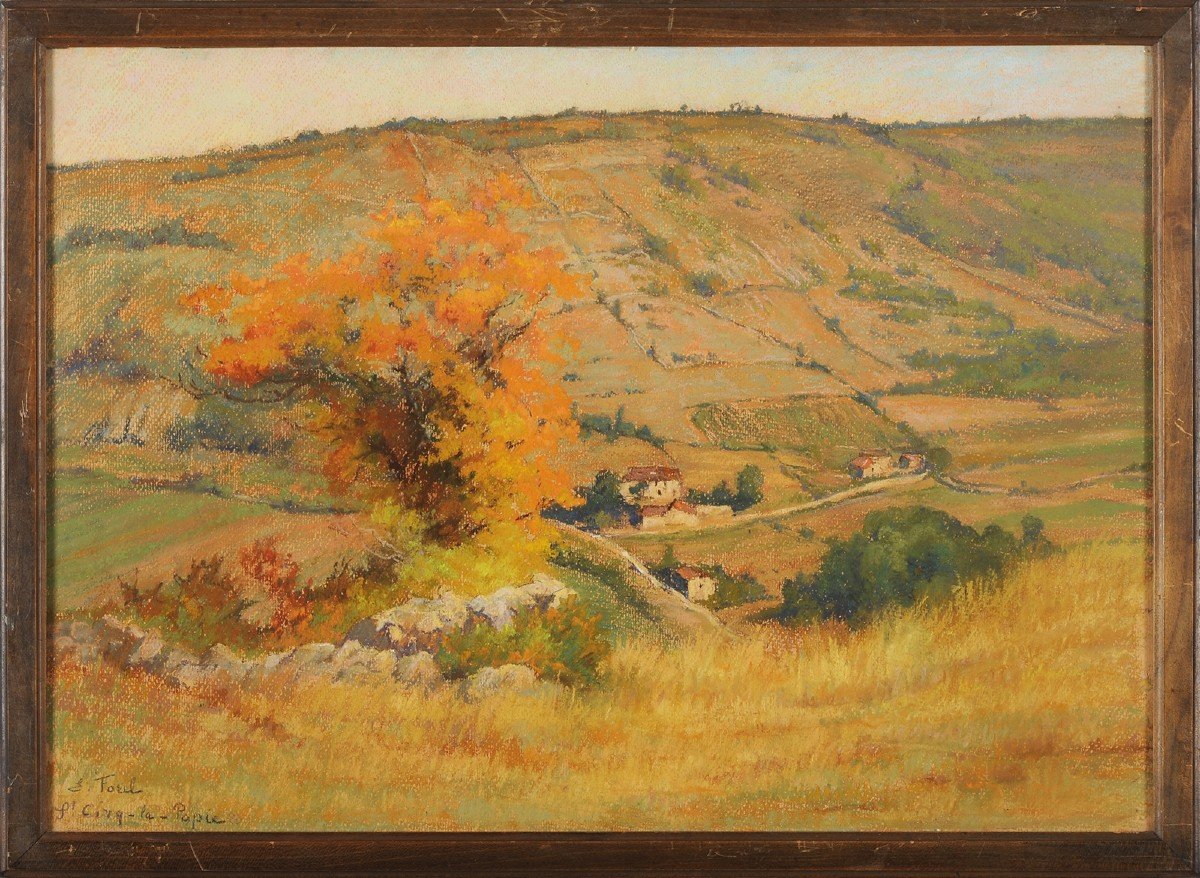 Eugène Forel (1858-1938) Paysage à Saint Cirq Lapopie Lot